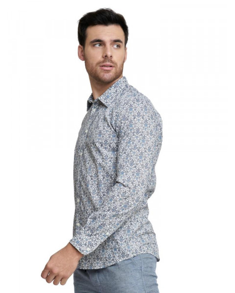 Camisa Manga Larga De Flores Para Hombre |